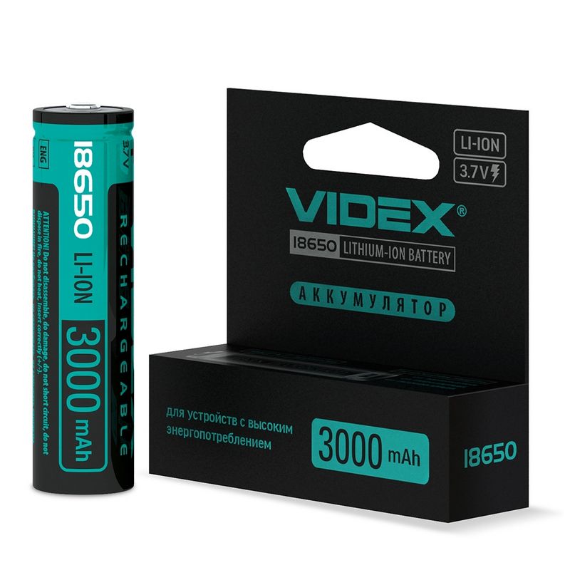 Аккумулятор Videx Li-Ion 18650-P 3000mAh с защитой 